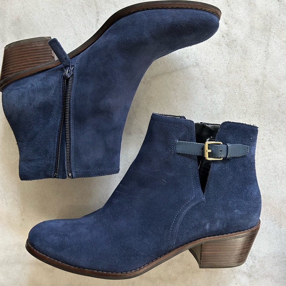Navy Cole Haan Suede Booties